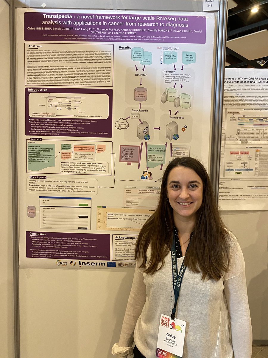 <a href="/ChloeBessiere/">Chloé BESSIERE</a> postdoc in <a href="/RnbloodC/">RnBlood_CRCT</a> team will present her poster (C-348) at #ISMBECCB2023 Lyon 18:00. #iRNACOSI track.