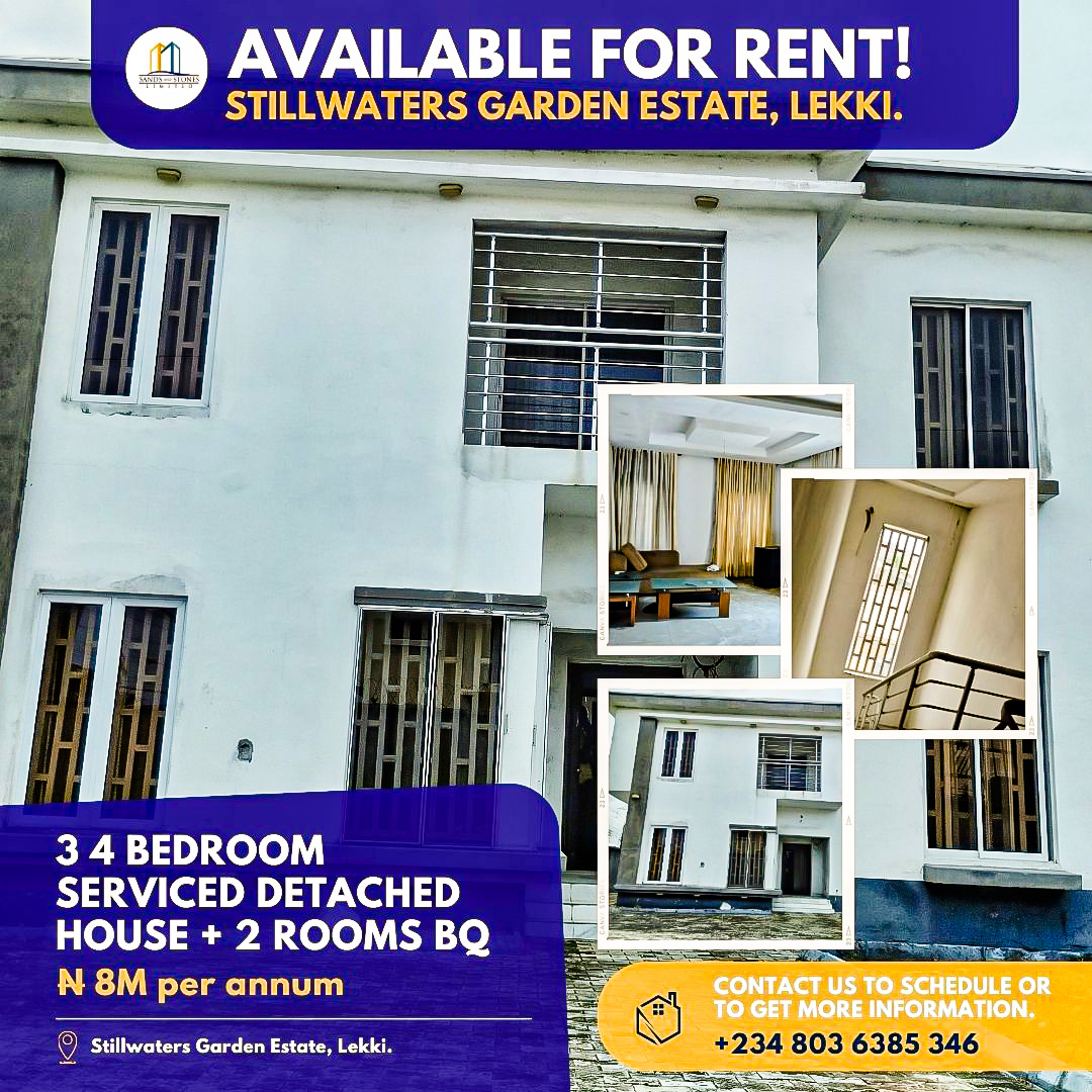 SStonesltd's tweet photo. PROPERTY FOR RENT‼️‼️
A 4 BEDROOM SERVICED DETACHED HOUSE + 2 ROOMS BQ
📍LOCATION: Stillwaters Garden Estate, Lekki, Lagos
RENT PRICE: N8M
#forrent #sandsandstonesltd #explorepage #snsblockyard #rentingproperty #lekkihouses https://t.co/vsZngHuyVJ