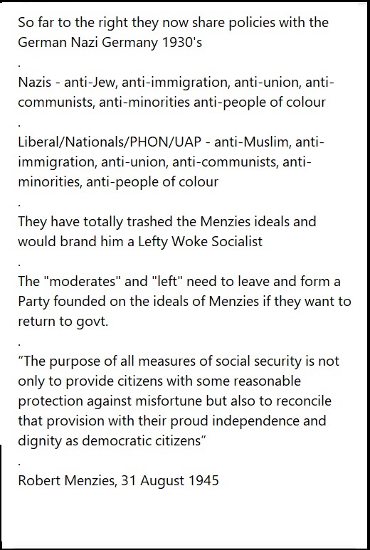1953Gus's tweet image. Todays Liberals have more policies in common with Hitler than they do Party Founder Menzies
#robodeath
#CashlessCard
#Childrenindetention
If not cremated just these policies would have had him rolling over in his grave