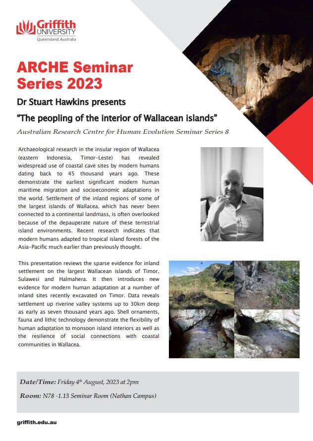 Griffith University Archaeological Society (GUAS) (@gu_archsoc) on Twitter photo There are two fantastic <a href="/ARCHE_Griffith/">Australian Research Centre for Human Evolution</a> Seminars to attend next week <a href="/Griffith_Uni/">Griffith University</a> Nathan Campus:
• Monday 31st July at 1pm
• Friday 4th August at 2pm
Check out the details below ⬇️ There are two fantastic <a href="/ARCHE_Griffith/">Australian Research Centre for Human Evolution</a> Seminars to attend next week <a href="/Griffith_Uni/">Griffith University</a> Nathan Campus:
• Monday 31st July at 1pm
• Friday 4th August at 2pm
Check out the details below ⬇️
