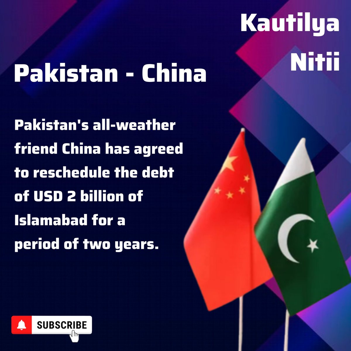 RT @KautilyaNitii: China Rescheduled Pakistan $2 Billion debt.

#china #pakistan https://t.co/Zddrd4Lx6A