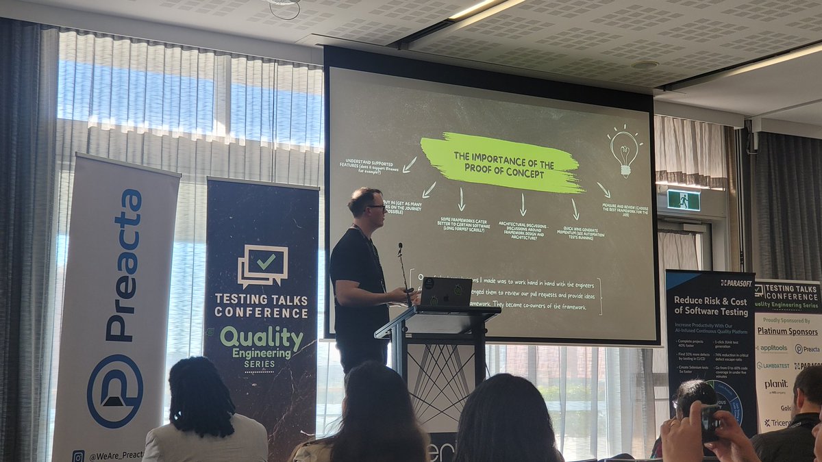 Cameron Bradley does a great talk on Inspiring Team Buy-In for Automation at his conference <a href="/TestingTalks/">Testing Talks</a> #TestingTalksConference
