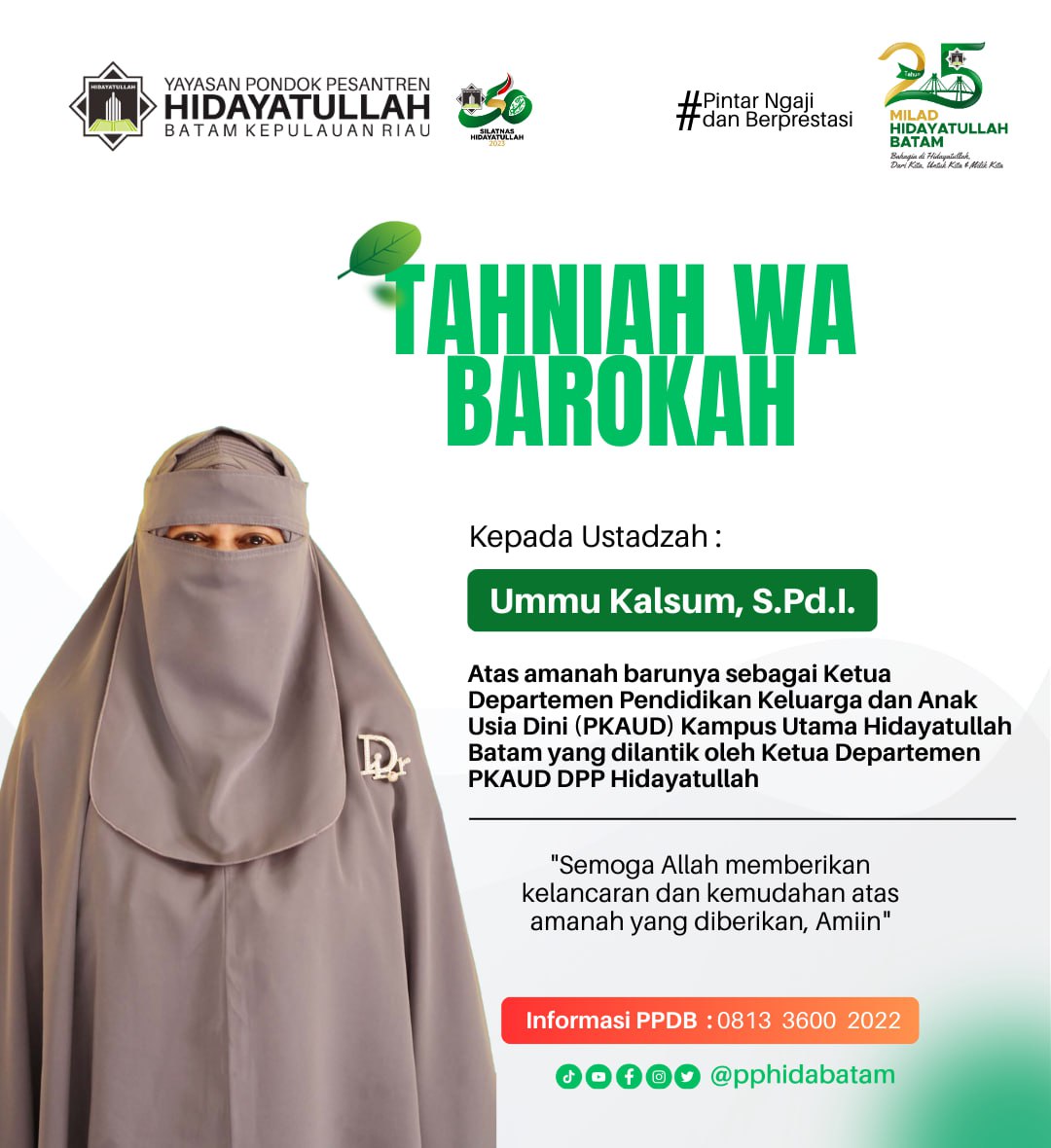 pphidabatam's tweet photo. TAHNIAH WA BAROKAH
Kepada ustadzah : Ummu Kalsum, S.Pd.I.

Atas Amanah Barunya Sebagai Ketua Departemen Pendidikan Keluarga dan Anak Usia Dini(PKAUD) Kampus Utama Hidayatullah Batam yang Dilantik oleh Ketua Departemen PKAUD DPP Hidayatullah

-Humas https://t.co/PHoS67NoDK