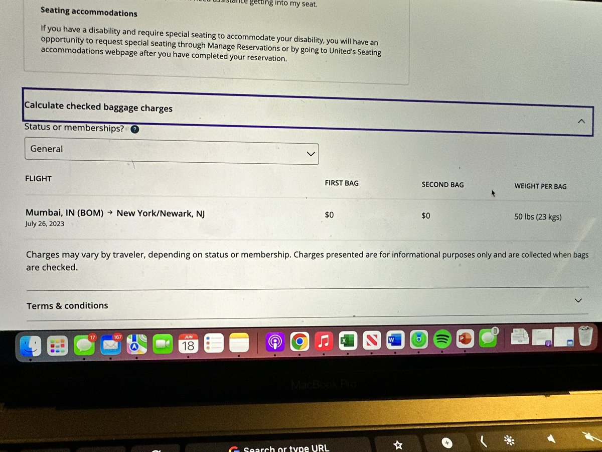itsshlokashetty's tweet photo. @united while booking my flight i was shown on the website that i have 2 free checked in baggage allowance. Now when i check my flight details as i fly today, it is showing that i have to pay for the second bag. The customer care is not supporting to resolve this. @emirates https://t.co/R4mrUdB0nx