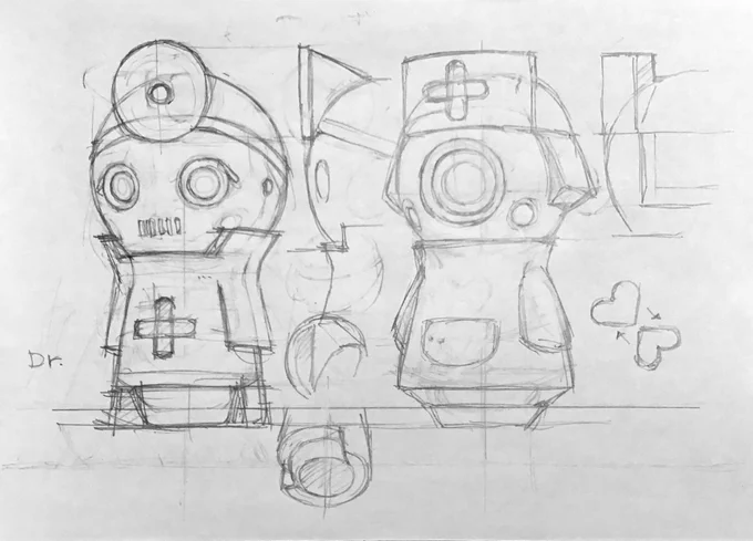 アートフィギュア企画作品用のスケッチ。M社の社長がスチームパンク好きと聞いたので、その世界も足しました。(^_^;) 
