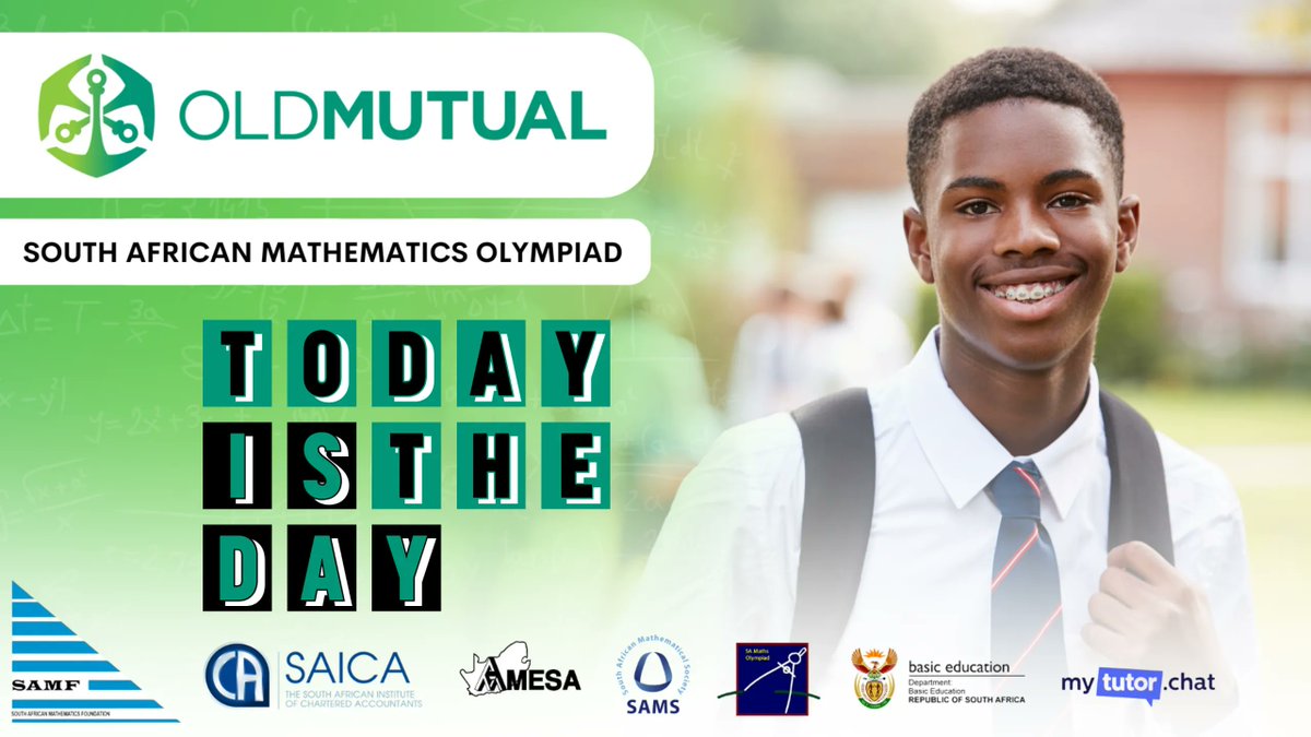 Good luck to all the learners who are writing the third and final round of the Old Mutual South African Mathematics Olympiad (SAMO) today. 

#mathematics