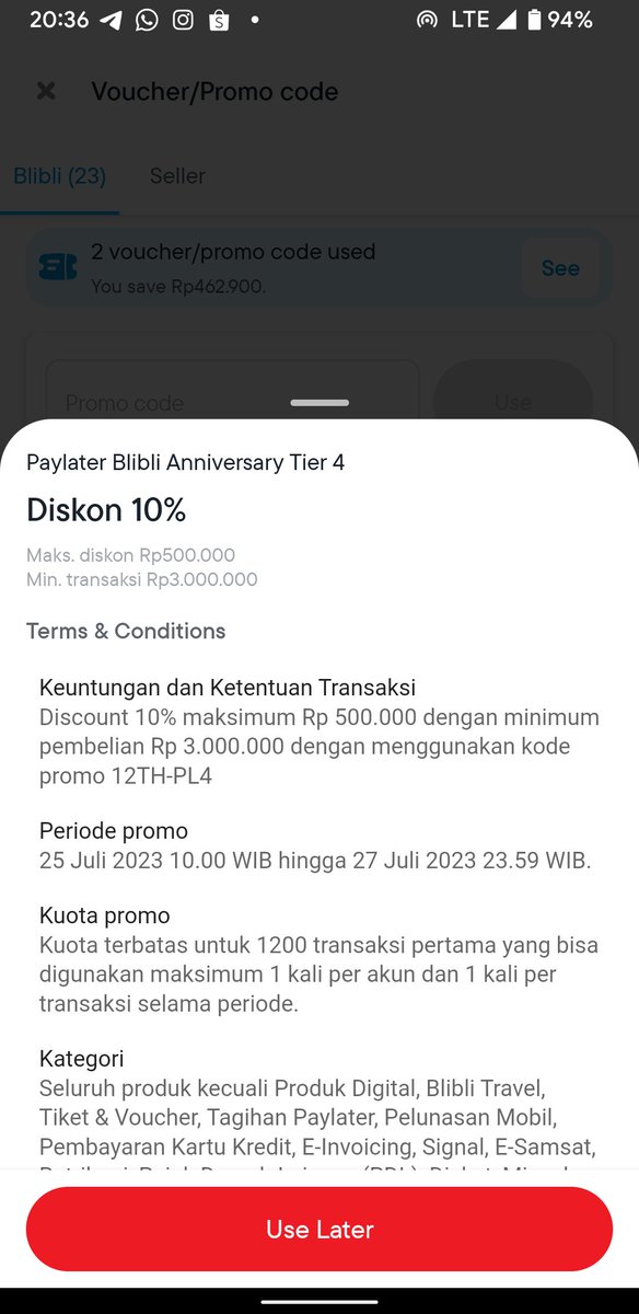 qytwit's tweet photo. @BlibliCare 2 kode vocer berbeda, dg judul dan syarat yg berbeda tapi tidak bisa digunakan soalnya dibilang khusus cicilan semua. Komplain ada kesalahan, yg mau dirubah malah syaratnya bukan metode pembayarannya. https://t.co/CgyQddcu1E