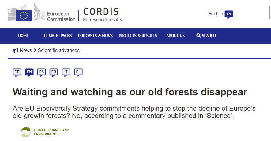 A recent commentary published in ‘Science’ has sounded the alarm on Europe’s worrying loss of old-growth forests. The highlights of the article authored by a research team partly supported by <a href="/SUPERB_project/">SUPERB</a>
can be found 👇
cordis.europa.eu/article/id/445…