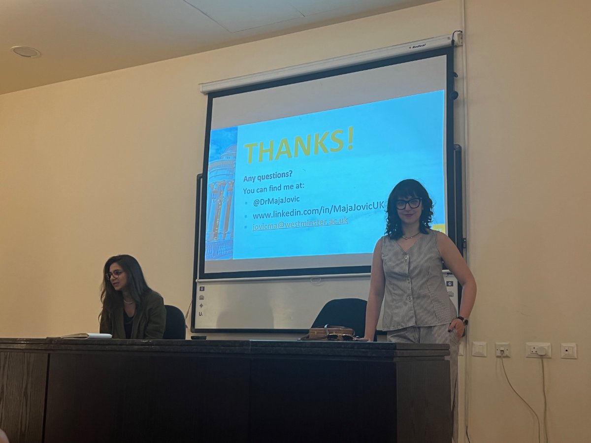 As part of the knowledge exchange 
<a href="/PetraUniversity/">University of Petra جامعة البترا</a>  &amp; <a href="/UniWestminster/">University of Westminster</a> are having, i had the honour of hosting <a href="/DrMajaJovic/">Dr Maja Jović</a>
 in a lecture on post-conflict city and nation branding in the module, Aesthetics &amp; Art Appreciation for students in the faculty of architecture and design.