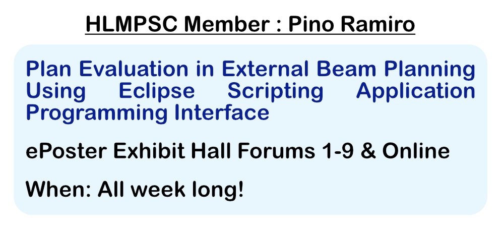 AAPM_HLMPSC's tweet photo. Don't miss this exciting poster on Eclipse TPS plug-in development!  Learn how this powerful tool enables easy plan quality evaluation metrics, benefiting Dosimetrists, Physicians, and Physicists during the planning process. Join for valuable insights! #AAPM2023 https://t.co/OosJYUyIxN