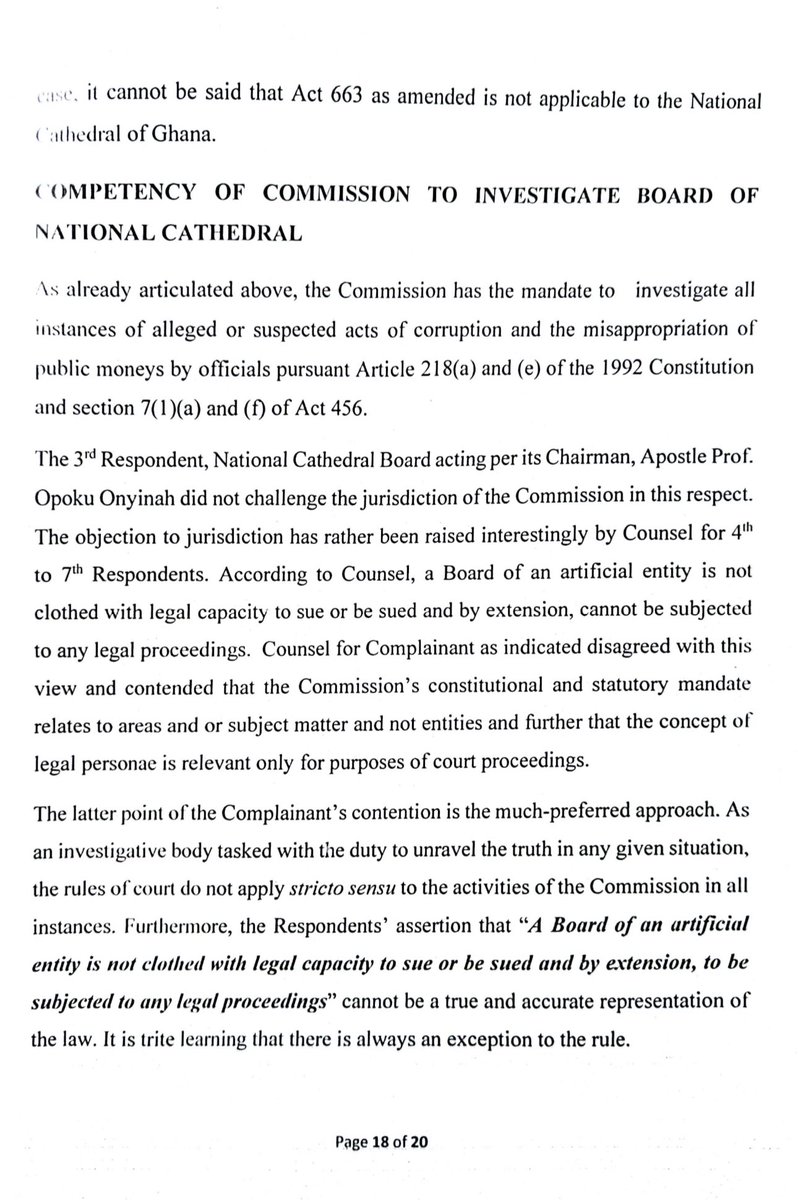 S_OkudzetoAblak's tweet photo. Another significant victory in our mission to demand justice &amp; accountability following the torrent of “National” Cathedral Scandals.

CHRAJ has overruled the preliminary objections by the Finance Minister, Cathedral Board of Trustees &amp; Rev. Victor Kusi Boateng/Kwabena Adu Gyamfi https://t.co/fmoSMn6ND3