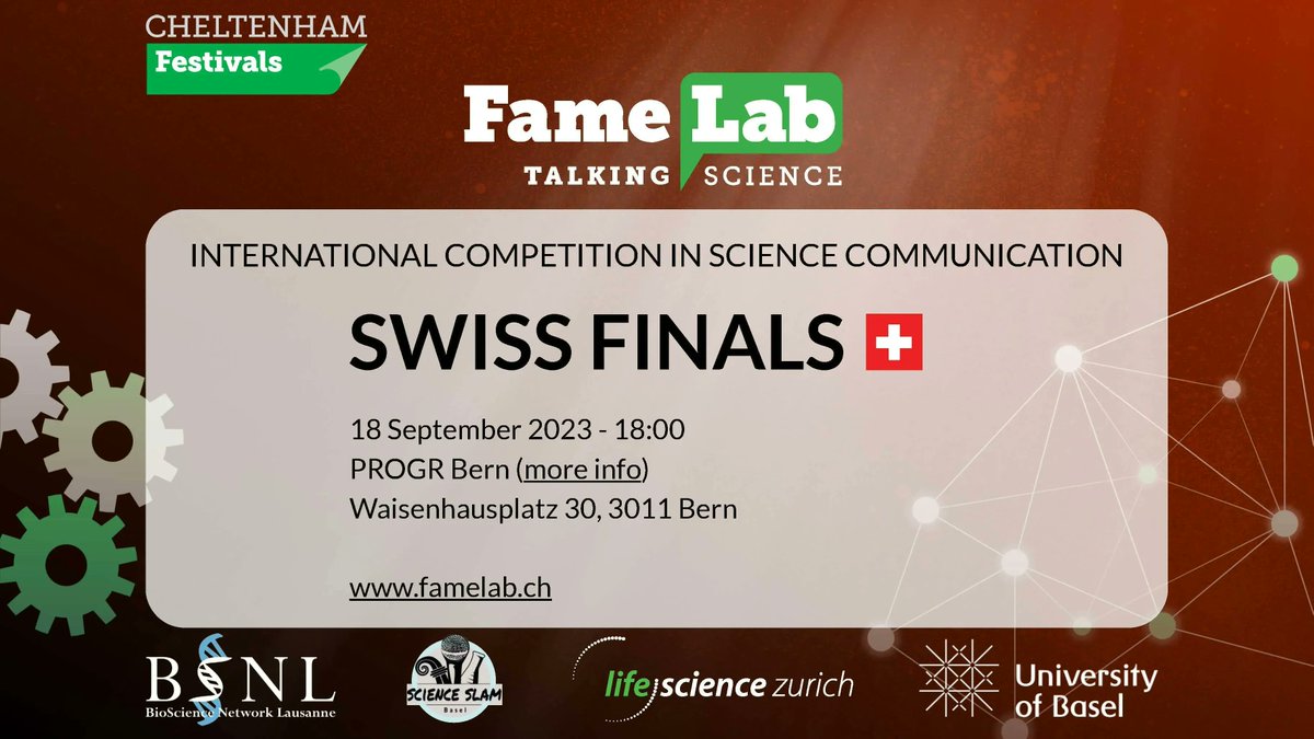 Do you like engaging science talks for a broader audience? Then attend the date for the Switzerland @FameLabCH Final 2023 on Sept. 18 at #PROGR in BERN. The winner will represent Switzerland at the #FameLab International Competition! https://t.co/4LtD7l0oAR
