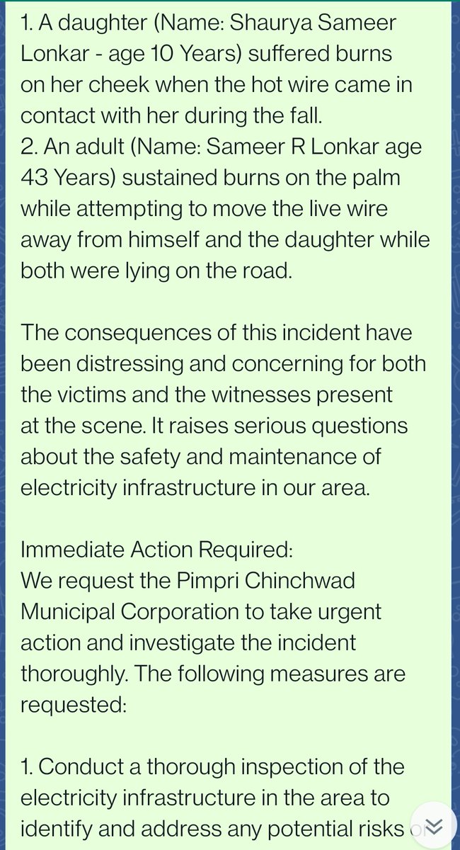 Sameer_Lonkar's tweet photo. @PCMCSarathi Subject: Urgent Complaint Regarding Dangerous Electricity Wire Incident on July 25th 2023 at 7:50 AM at Laxmi Dharam Shala, River  Road, Bhat Nagar, Pimpri https://t.co/tcdbELTIuX
