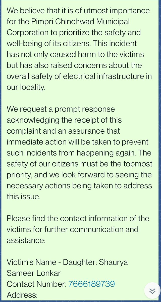 Sameer_Lonkar's tweet photo. @PCMCSarathi Subject: Urgent Complaint Regarding Dangerous Electricity Wire Incident on July 25th 2023 at 7:50 AM at Laxmi Dharam Shala, River  Road, Bhat Nagar, Pimpri https://t.co/tcdbELTIuX