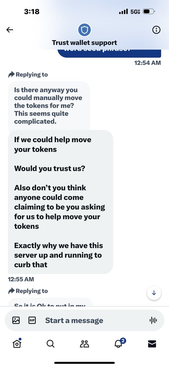 Daryl0460622178's tweet photo. @cz_binance I sent you a couple of screenshots. I’m hoping that you will remove that fake trust, wallet, and support from Twitter before anyone else gets scammed. I am a  paraplegic. Losing almost 30 K really hurts.  Twitter does not seem to care . I reported long ago but they’re still activ https://t.co/yHOeCjqORb