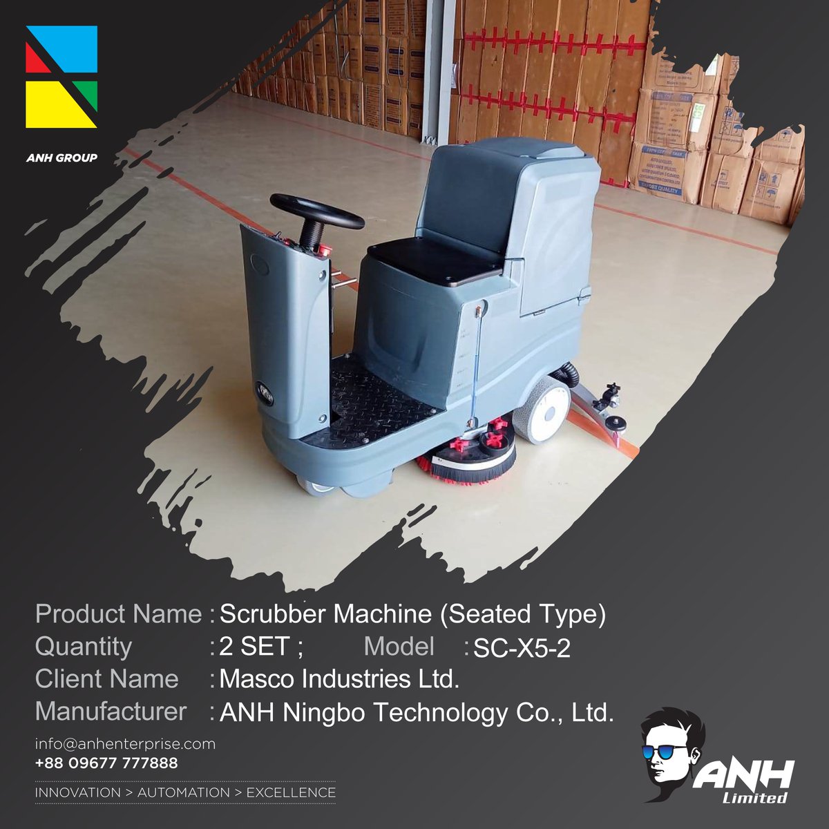ltd_anh's tweet image. Company Name: Masco Industries Ltd.
Product: Scrubber Machine (Seated Type)
Manufacturer: ANH Ningbo Technology Co., Ltd. 
Model: SC-X5-2
Brand: ANH
Origin: China

For more information, Call +8801614636264  
Follow us: anhenterprise.com 
#anhningbo #scrubbermachine