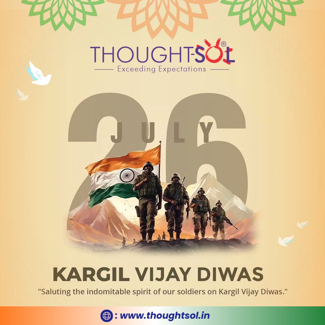 ThoughtSolIndia's tweet photo. Saluting the Indomitable Spirit of Our Soldiers on ๐๐๐ซ๐ ๐ข๐ฅ ๐๐ข๐ฃ๐๐ฒ ๐๐ข๐ฐ๐๐ฌ - Their Courage, Sacrifice, and Valor shall forever inspire and unite our nation.
.
.
.
#ThoughtSol #kargilvijaydiwas #26july #jaihind https://t.co/CTHjS8enhs