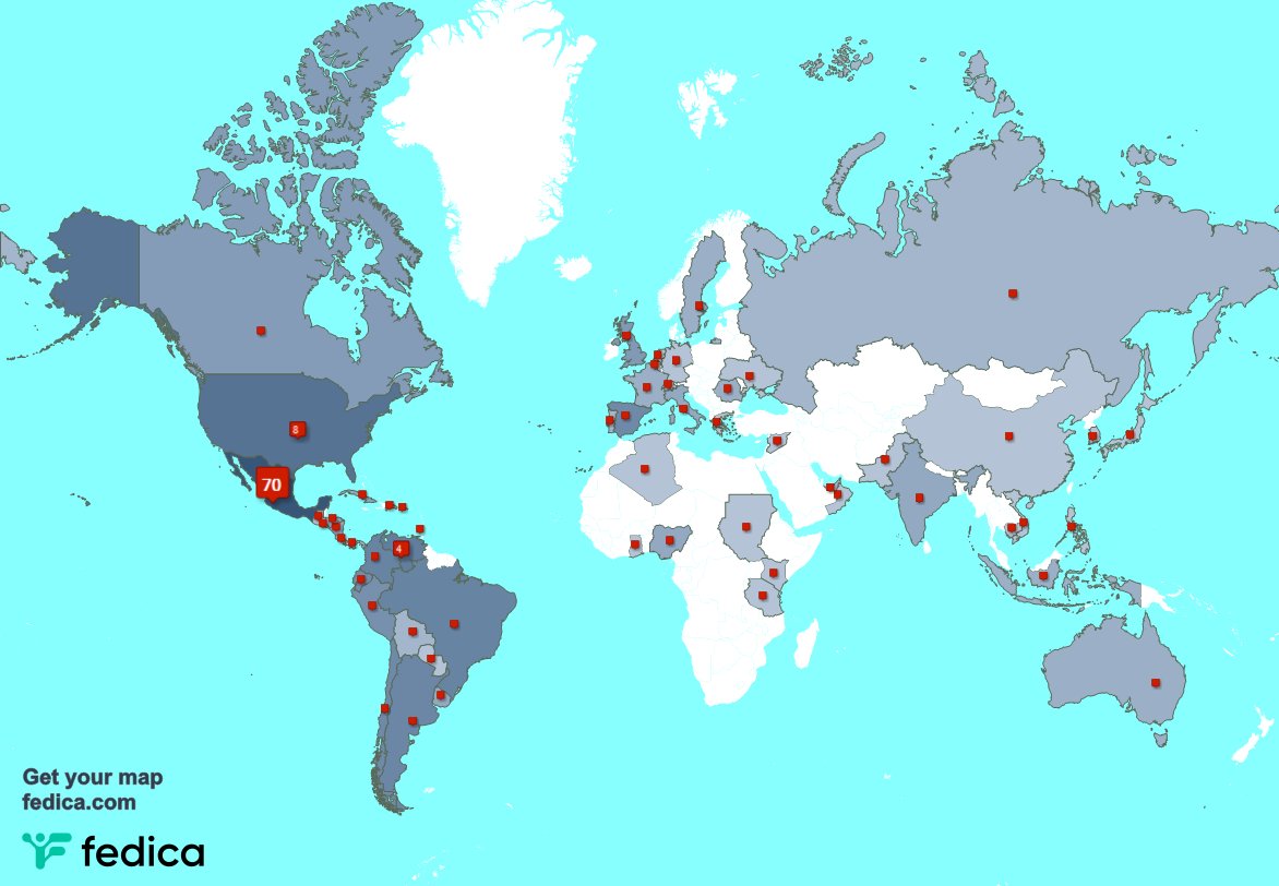 Special thank you to my 2 new followers from Mexico, and more last week. fedica.com/!mariomongi