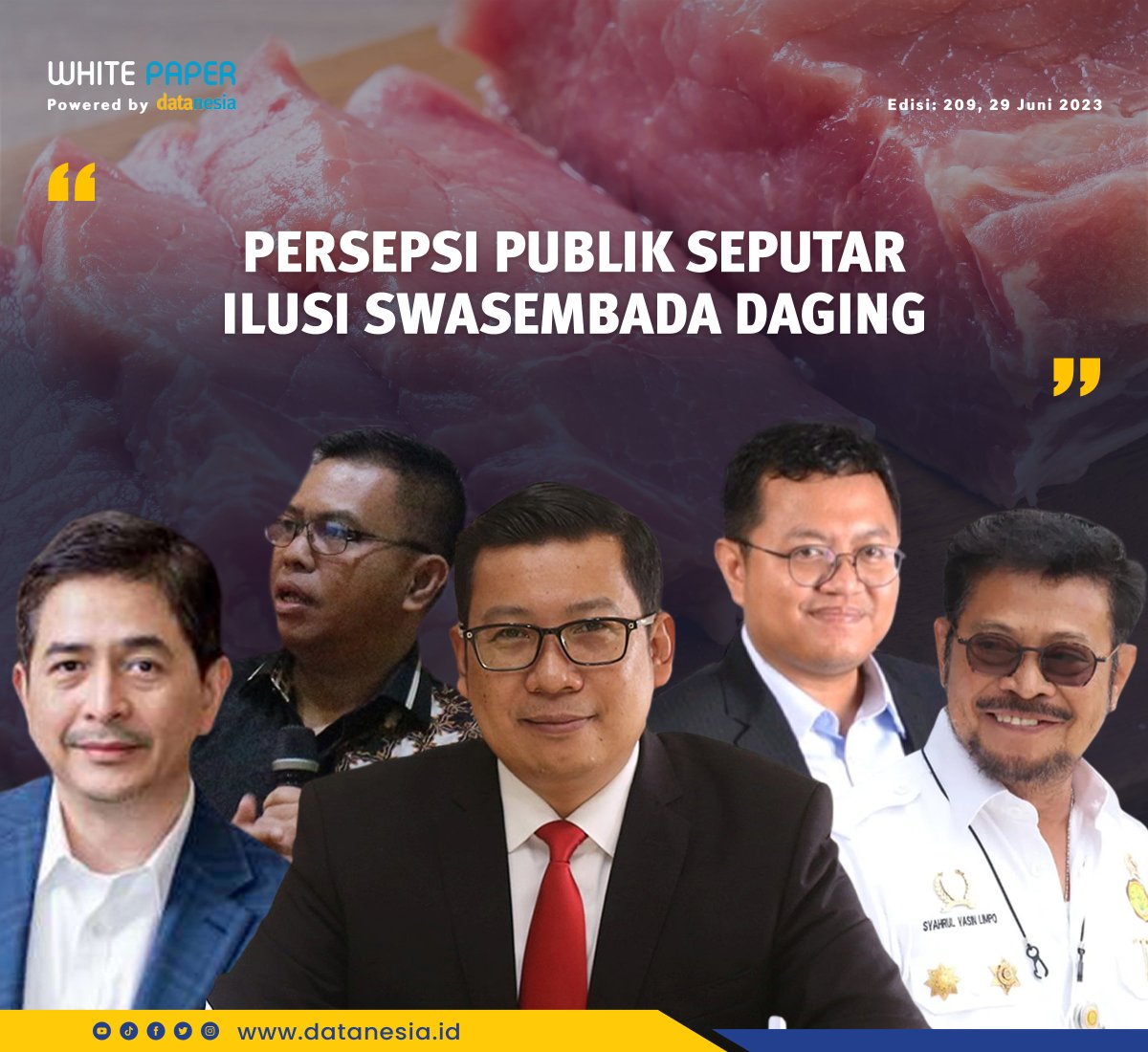 datanesia_id's tweet photo. Persepsi Publik ✍ 209, 29 Juni 2023 “Ilusi Swasembada Daging” #datanesia #datanesiaid #insightnesia #impor #ekspor #pangan https://t.co/hXCtBckewp
