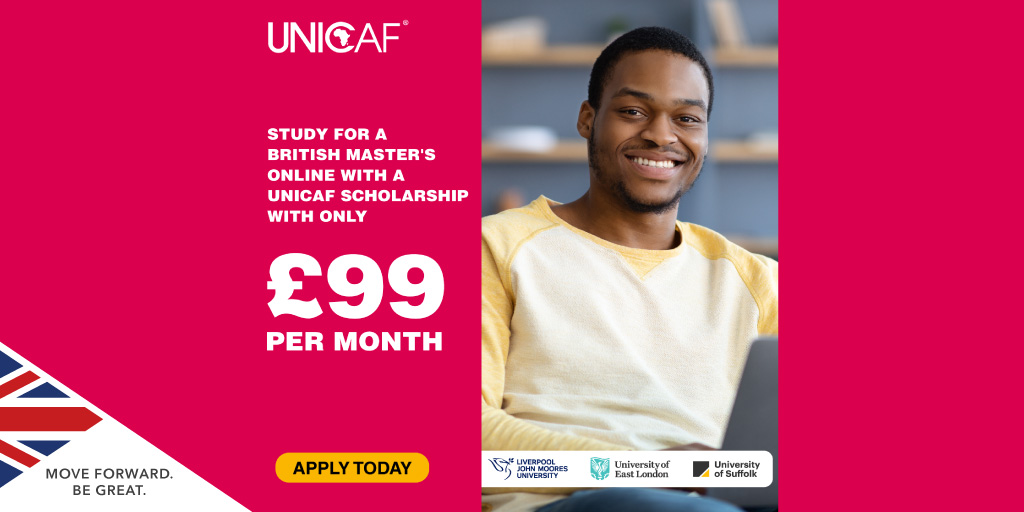 SI_UK_Nigeria's tweet photo. For only £99 per month, you could study 100% online to gain a master’s degree with an internationally-recognised UK university. Apply today!

Know more: https://t.co/EEH1WkTTOP

#UNICAF #Scholarship  #SIUK #studyinuk #ukeducation #studentlife #ukuniversity #studyabroad #uk https://t.co/NqI7098Ojl