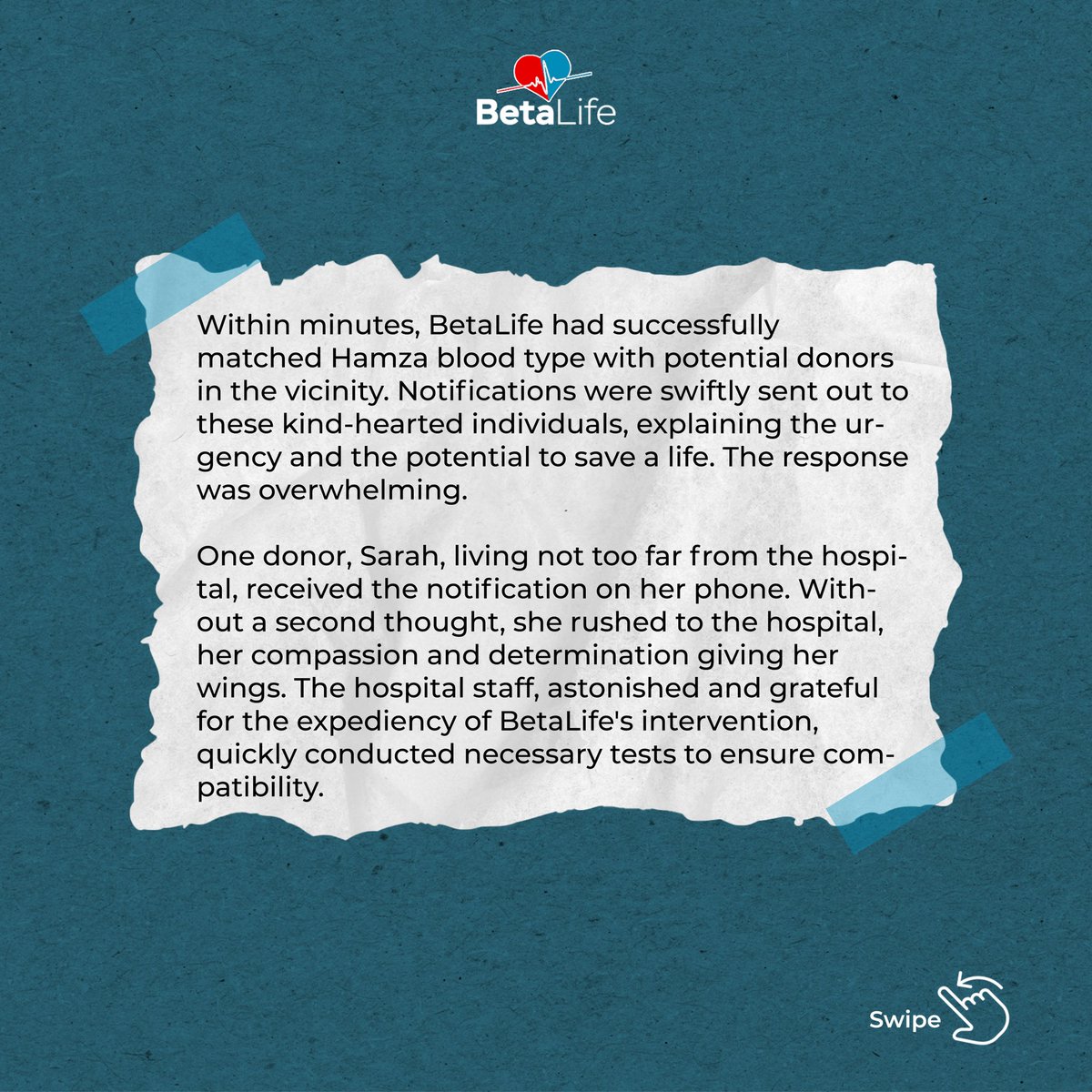BetaLifeHealth's tweet photo. Sarah the perfect match that completed the puzzle. BetaLife's intervention saves Hamza's life. Hope spreads as the city embraces blood donation.
#LifeSave #perfectmatch #betalifeapp #blooddonation #blooddonor #donorstory https://t.co/Uxa9XfHGjO