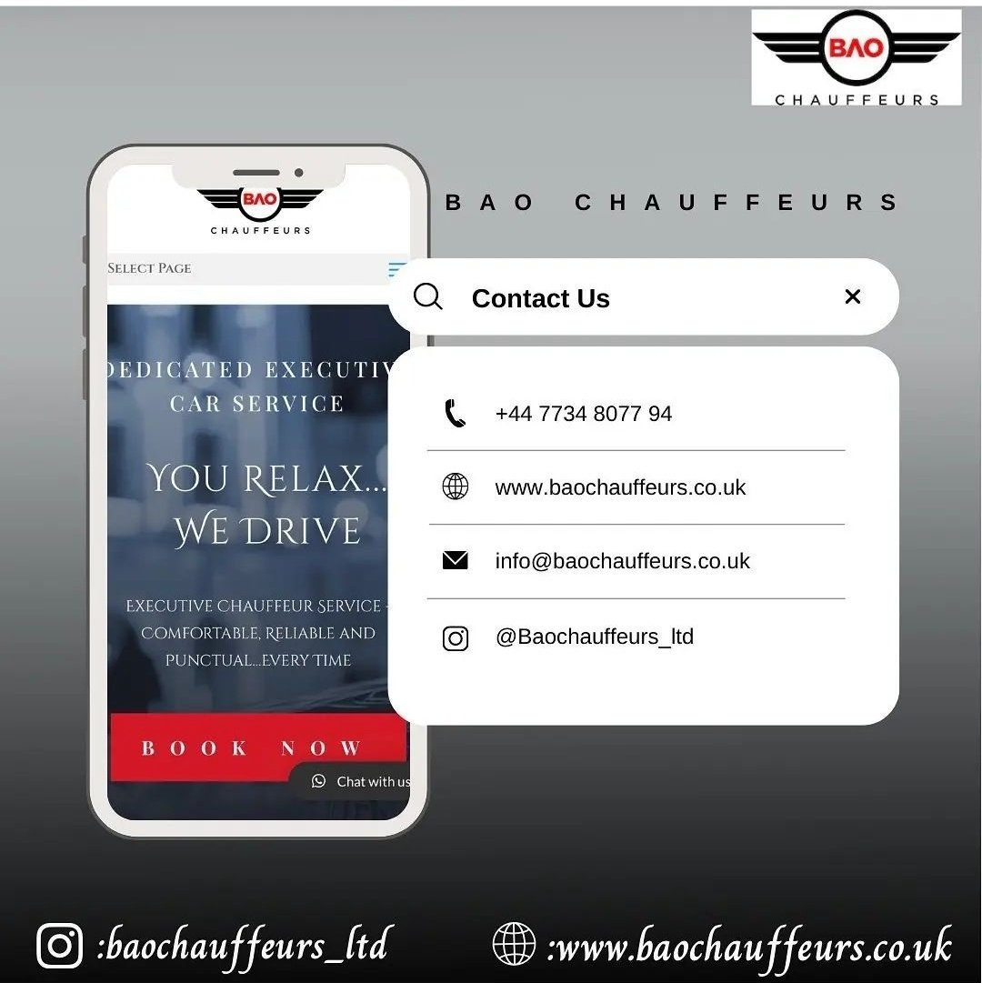 If you need more information on our rides or you want to make changes to your bookings, contact us on 
baochauffeurs.co.uk

#baochauffer #rides #cars #chauffeurs #Ukchauffeurs #travel #work #meetings #uber #ridesinUK  #businesswomen #carhire #businessmeetings #airportpickup
