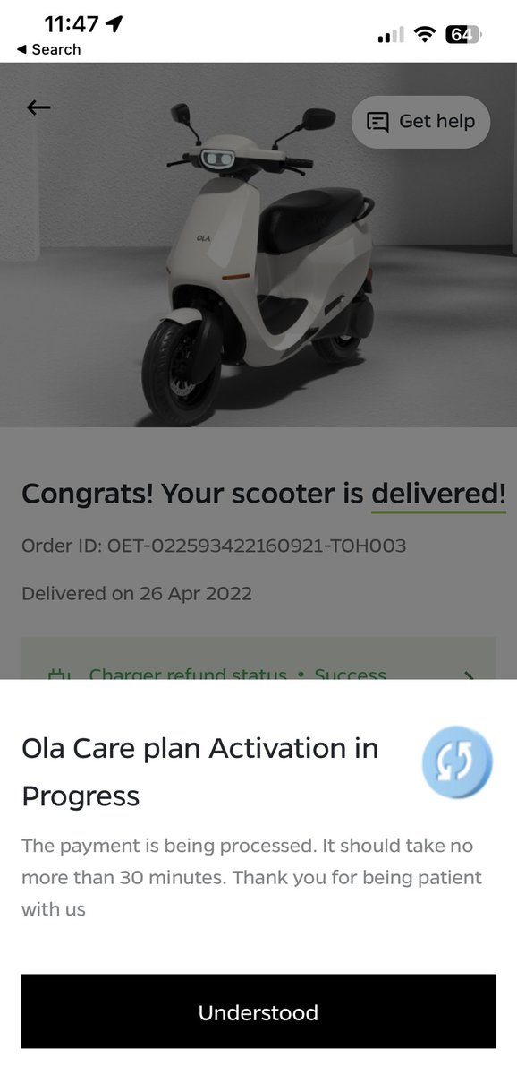 ajitalmighty's tweet photo. @OlaElectric @bhash I just can’t subscribe to your Ola care plus plan due this error. This has been showing up for last 3-4 months. Informed to customer support but there is no solution yet. I could not use my Ola S1 since last 10-15 days as the break pads are completely torn out https://t.co/kmcRmbHbau