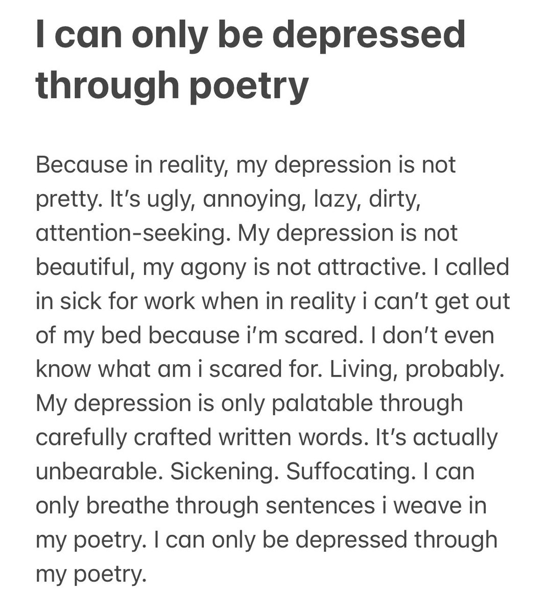 sunflowred's tweet photo. I can only be depressed through poetry https://t.co/XcrUvIwNdc