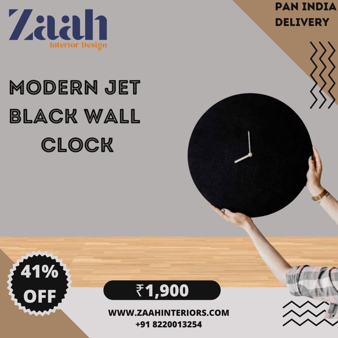 Modern Jet Black Wall Clock 

Visit our website: buff.ly/3FUFfAs

#ZaahInterior #ModernClock #JetBlackWallClock #HomeDecor #InteriorDesign #TimelessElegance #BlackBeauty #ContemporaryStyle #StatementPiece #StylishLiving #WallArt #TimeWithStyle