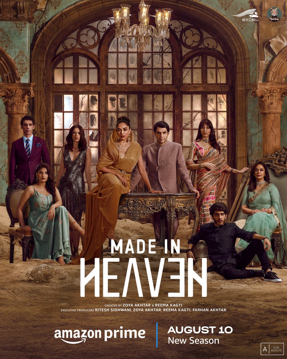 Save the date! 
#MadeInHeavenSeason2 releases on 10th August only on @PrimeVideoIN 

@excelmovies @tigerbabyfilms 
@madeinheaventv @sobhitaD #ArjunMathur @jimSarbh @kalkikanmani @ShashankSArora @ActorVijayRaaz @IshwakSingh #ZoyaAkhtar @kagtireema @nitya_mehra @alankrita601…