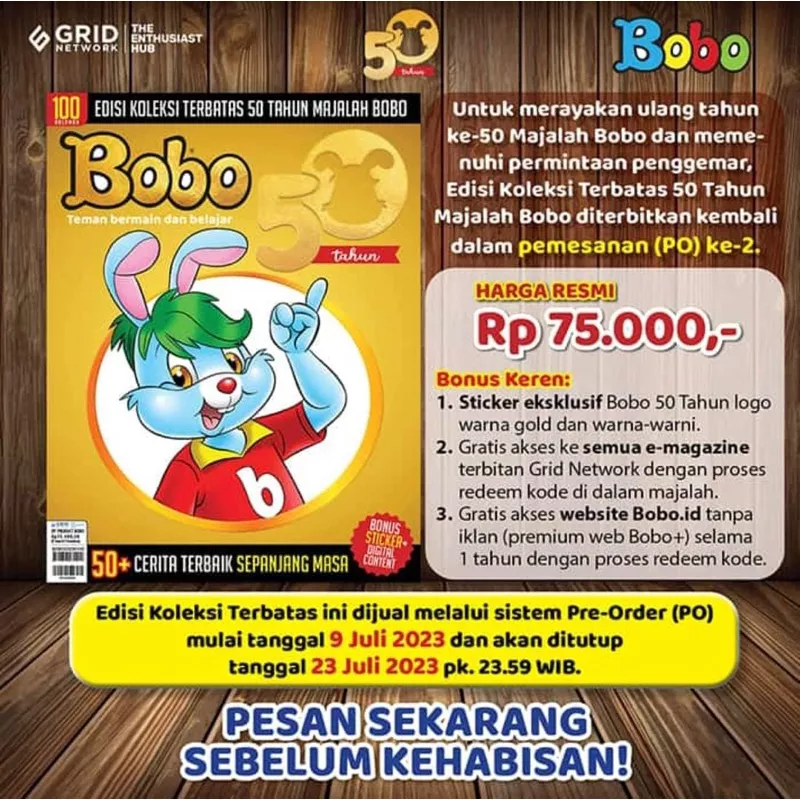 jajanshopee7's tweet photo. BA - BOBO Edisi Koleksi Terbatas 50 Tahun PRE ORDER 
https://t.co/66r3ljgE8j https://t.co/ISJk72z3KF