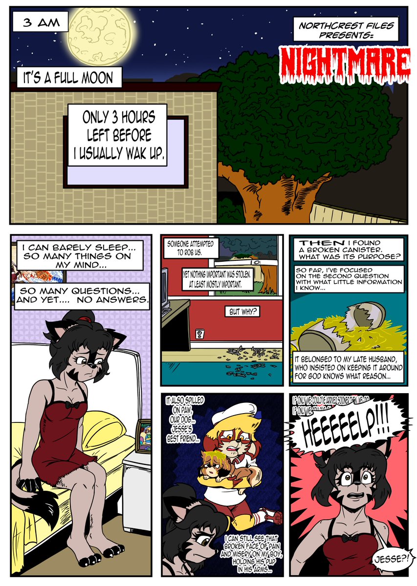Northcrest Files
-   
Nightmare 
Page 1   
-
Special thanks to @ tumblr.com/versailercat
for inking and coloring
#indiecomic #webcomic #anthrotwitter #ArtistOnTwitter #furryart
<a href="/ArtOfWebcomics/">⭐ArtOfWebcomics! 🐬100% Webcomics & Good Vibes★</a> <a href="/WebcomicFactory/">The Webcomic Factory</a> <a href="/WebComicNetwork/">WebComicNetwork</a> @DiscoverComics <a href="/WebcomicsMojo/">Webcomics Mojo 100% Webcomics Timeline by AOW!</a> <a href="/CollectHeroes/">Collective of Heroes</a>