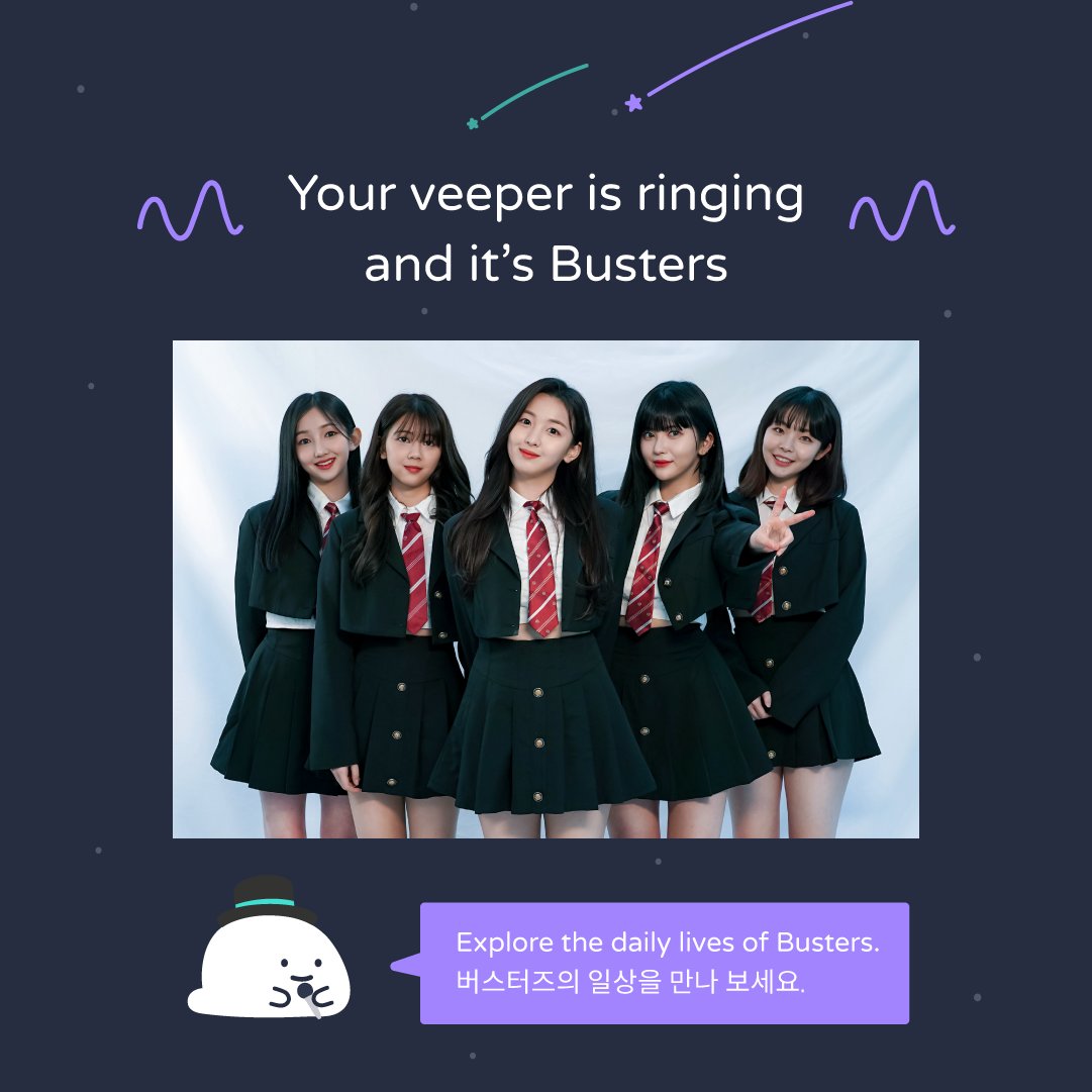 veeper_official's tweet photo. Your #veeper is ringing and itโs #Busters (@Busters_idol)! ๐คฉ
Explore the daily lives of Busters on veeper.
Go to https://t.co/weaNW0DBII or search โveeperโ on the App Store or Google Play to download the app!
#b #bustersveeper #nami #minji #takara #jieun #seira https://t.co/bQgEAHFJlY