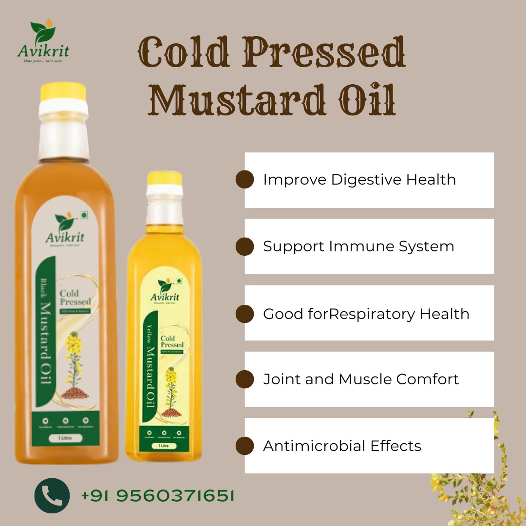 Our Yellow And Black Mustard oil is unrefined and chemical-free, ensuring that you get all the nutrients and health benefits that the oil has to offer.
#avikrit #avikritoil #avikritproduct #healthyfood #blackmustardoil #yellowmustardoil #oil #mustardoil #health #nochemicals #post