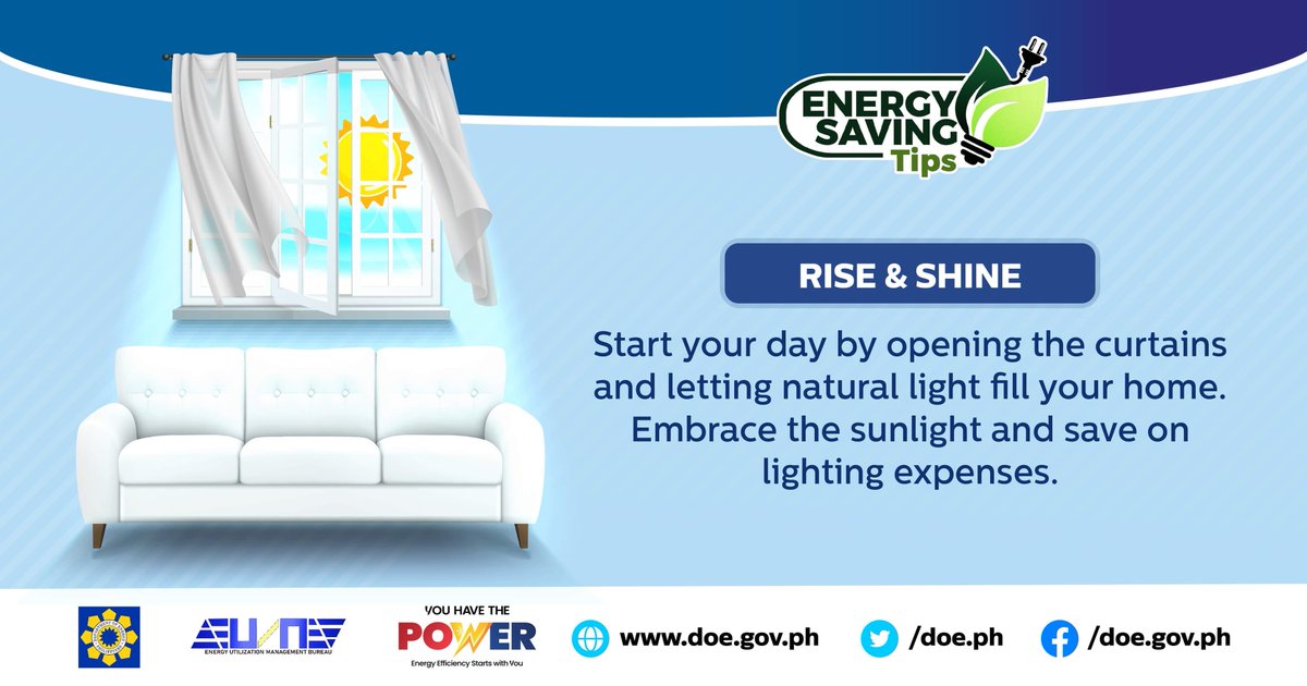 Energy Saving Tip # 1 Let the sunlight in! Embrace the sunlight and reduce electricity bill. Let's work together to conserve energy and create a better future! #Youhavethepower! Energy starts with you!