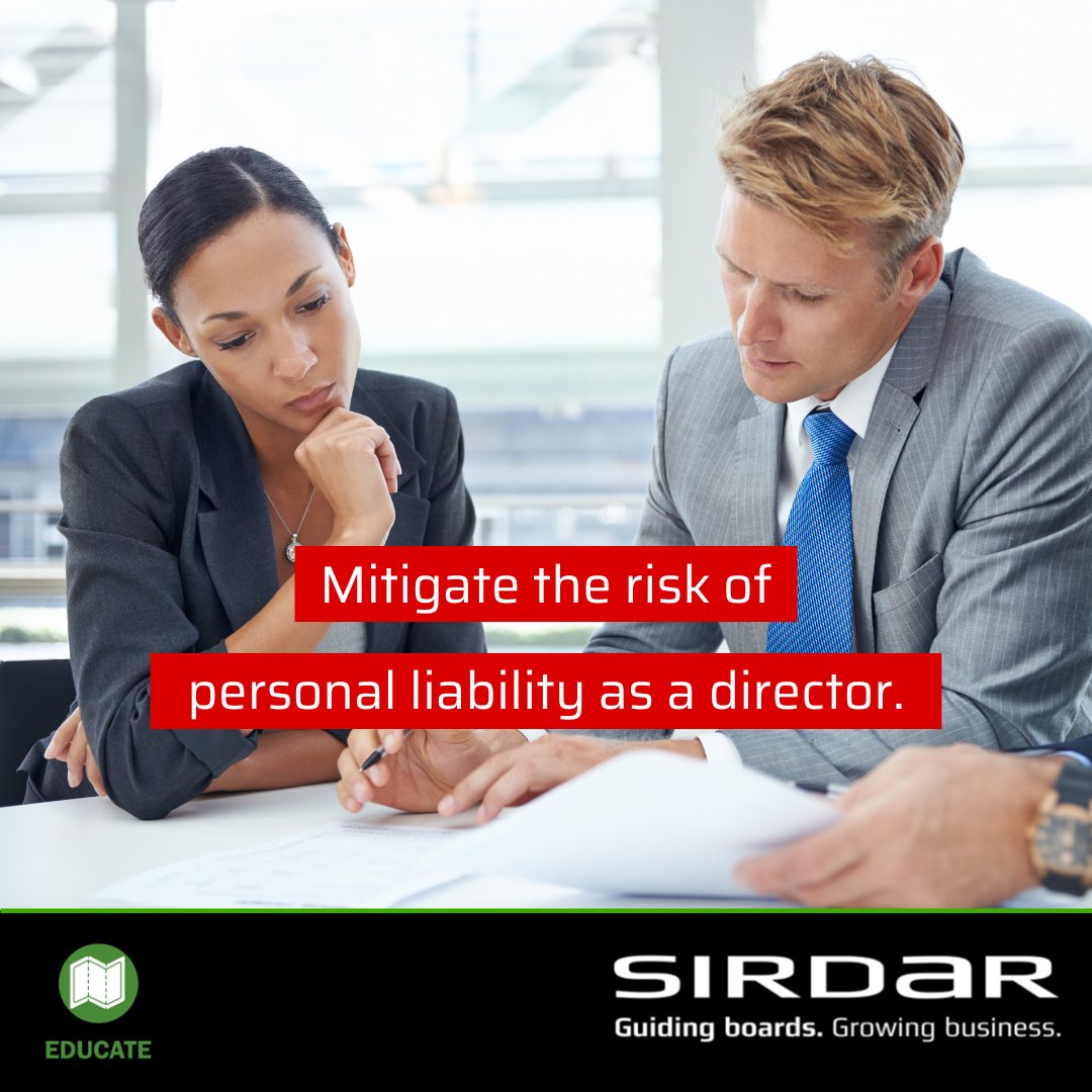 SirdarGroup's tweet image. You can be held personally liable for the actions of the board that you are a member of when things go awry.  Invest in your knowledge through our boardroom-specific training options.

lnkd.in/dnKMCBT

#Sirdar #DirectorEducation #DirectorTraining #PersonalLiability
