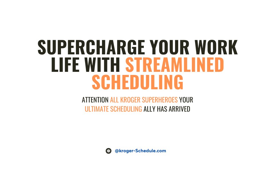 employeeupdates's tweet photo. π― Attention all Kroger superheroes! ππ Your ultimate scheduling ally has arrived β https://t.co/Ke75gc9EBZ! ποΈπ¦ΈββοΈβ¨
#KrogerSchedule #SuperchargeYourWorkLife #JoinTheLeague #EfficiencyAtItsFinest #KrogerHeroes #WorkSmartLiveBetter https://t.co/K1bJhEWeOS