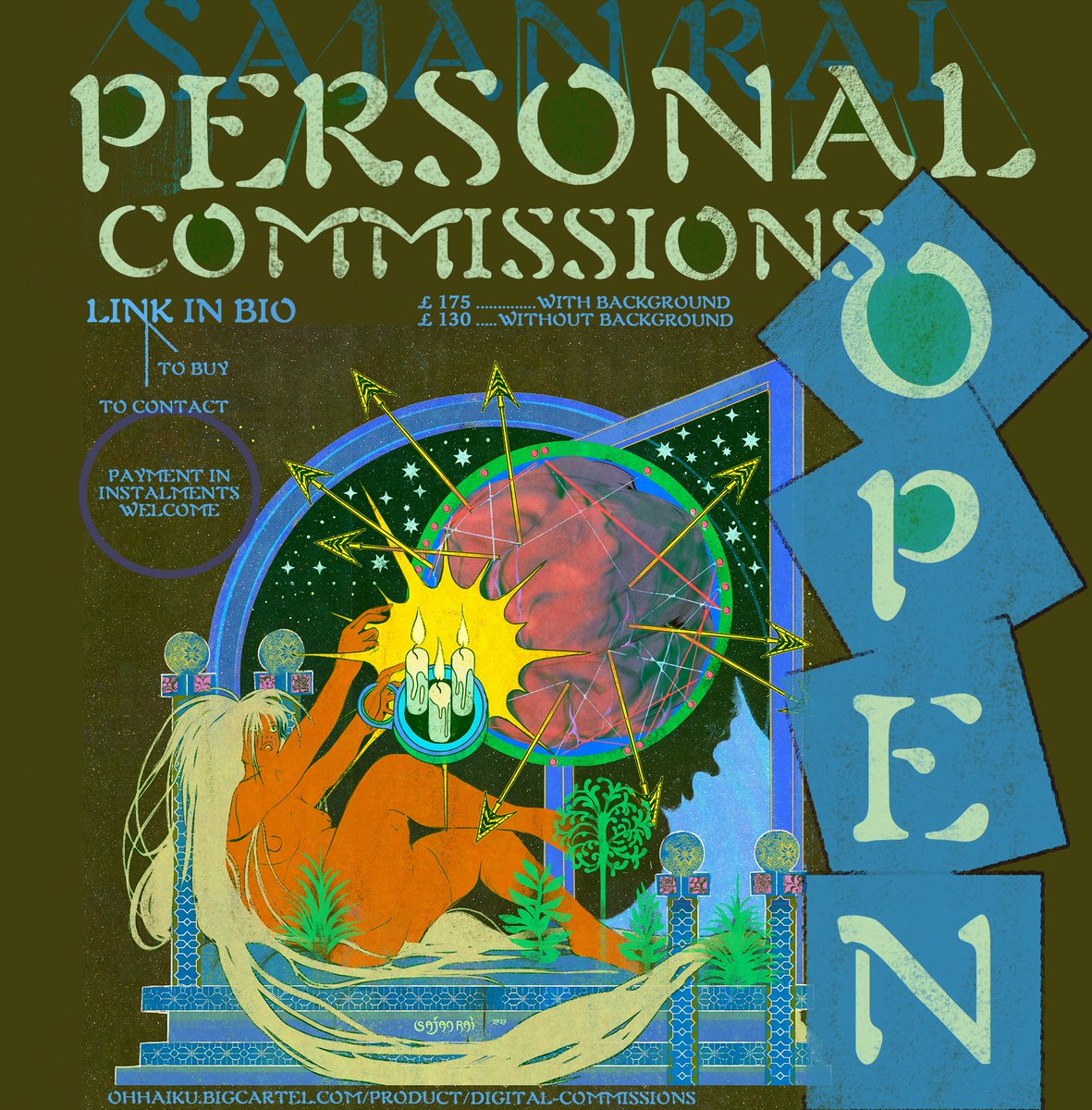 OC's, dnd characters, mythology-themed pieces, pop culture, and whatever else really. Shares appreciated!