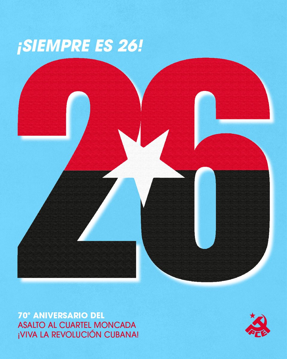 elpce's tweet photo. Hace 70 años, un grupo de jóvenes revolucionarios dirigidos por Fidel Castro, asaltaba los cuarteles Moncada y Carlos Manuel Céspedes sembrando la semilla de la Revolución Cubana.

Su gesta abrió una era de progreso en Cuba y en América Latina que sigue viva hoy. 

#SiempreEs26🇨🇺 https://t.co/LYU6TcDbca