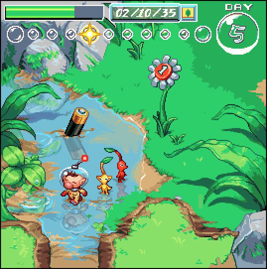 OcarinaRemake's tweet image. About half a decade ago I made this hypothetical 2D Pikmin mock-up.