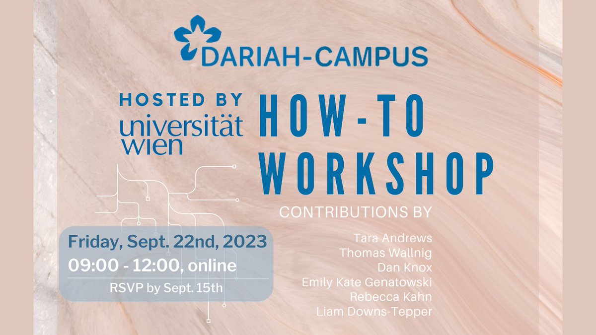 💡How to #DARIAHCampus:
Learn about the platform in this #workshop and enjoy a personal introduction by the @DH_UniWien team!
📆 Friday, Sept. 22nd: 9.00 -12.00, online
👉clariah.at/dariah-campus-… @CLARINERIC @DARIAHeu #DigitalHumanities