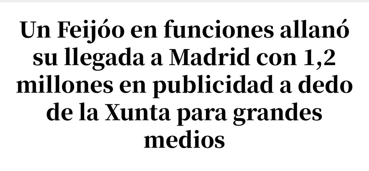 crispmarcote's tweet photo. Esto sigue sin aclararlo, señor Feijóo 👇🏽

La Xunta de Galicia adjudicó 1.250.000 euros a seis empresas editoras y propietarias de periódicos, emisoras de radio y cadenas de televisión estatales justo después de que Alberto Núñez Feijóo accediera a la presidencia nacional del PP. https://t.co/g4ay8IMlCy