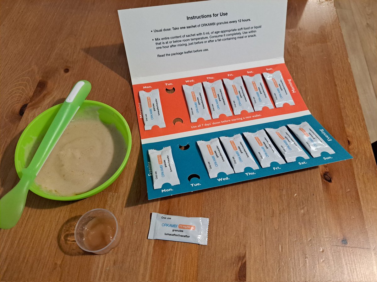 BenOxlade1's tweet photo. Who knew what choas one more medication would make to a morning and night routine!

We have a plan for Rufus' routine today and we'll see how it goes, but trying to fit in #Orkambi to his already busy #cysticfibrosis related schedule first thing and at bedtime has been fun! 🤣🤣 https://t.co/2zR8UELmO6