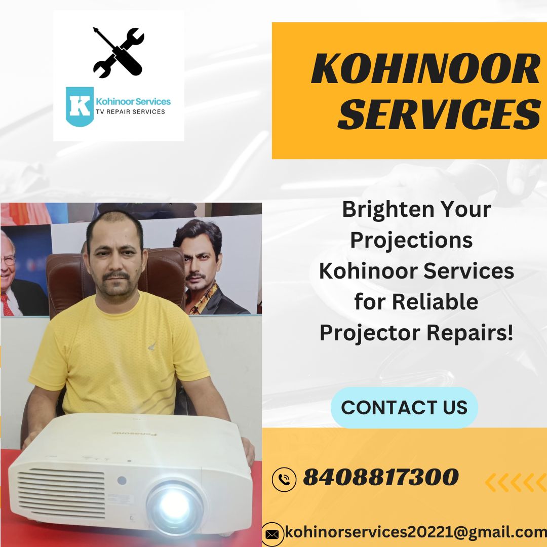 KohinoorServic1's tweet image. Experience top-notch projector repair services with Kohinoor Services! Whether it&apos;s flickering images, blurry displays, our skilled technicians have the expertise to restore your projector&apos;s performance.

Contact us-8408817300
#KohinoorServices
#ProjectorRepair
#ProjectorFix