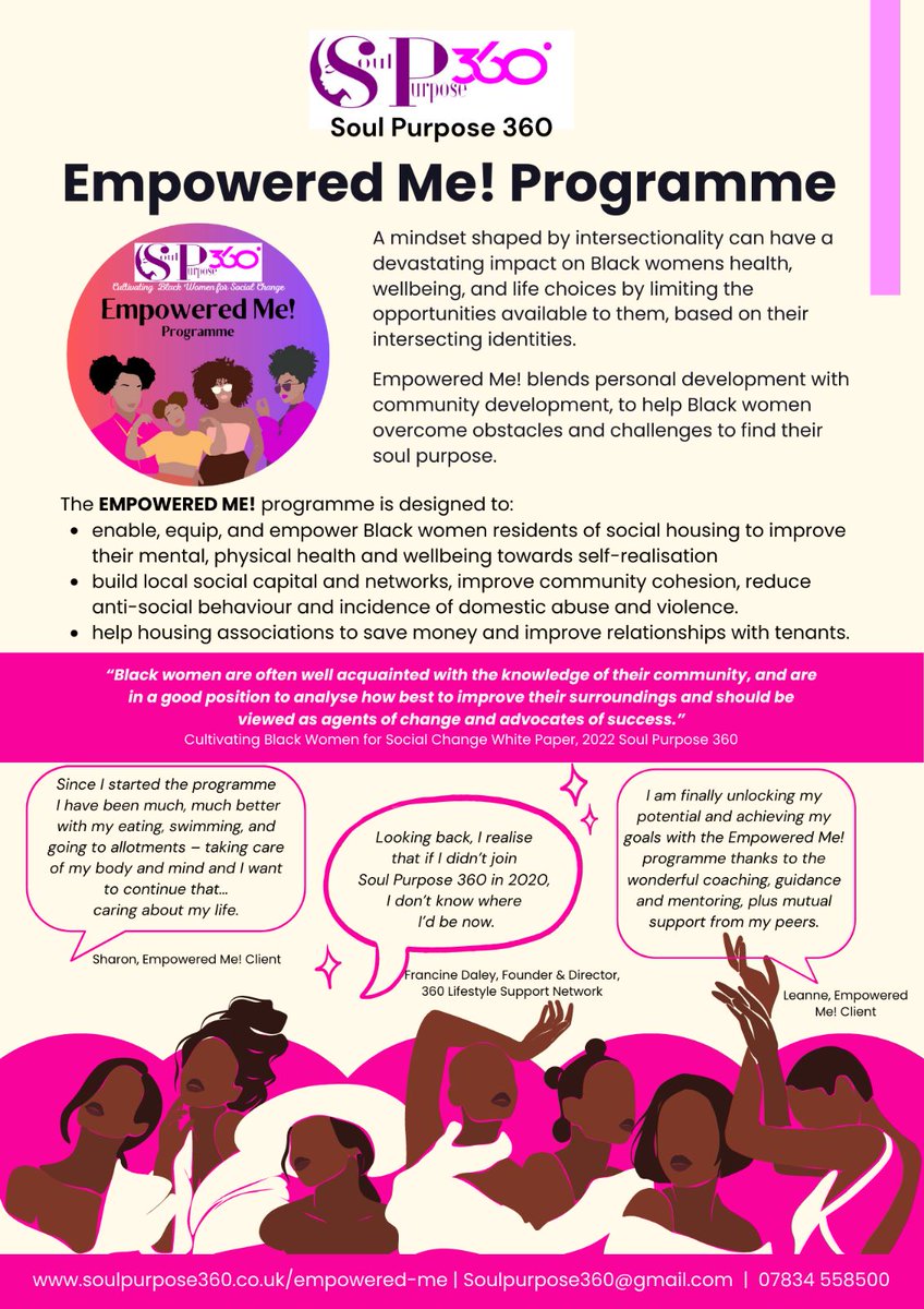 SoulPurpose360's tweet photo. #EmpoweredMe! Is improving the lives of Black women. This programme is for #Socialhousing providers to support the tenants and community. Visit https://t.co/epdz7yQUmx to learn more. https://t.co/4x7ph7IBHX