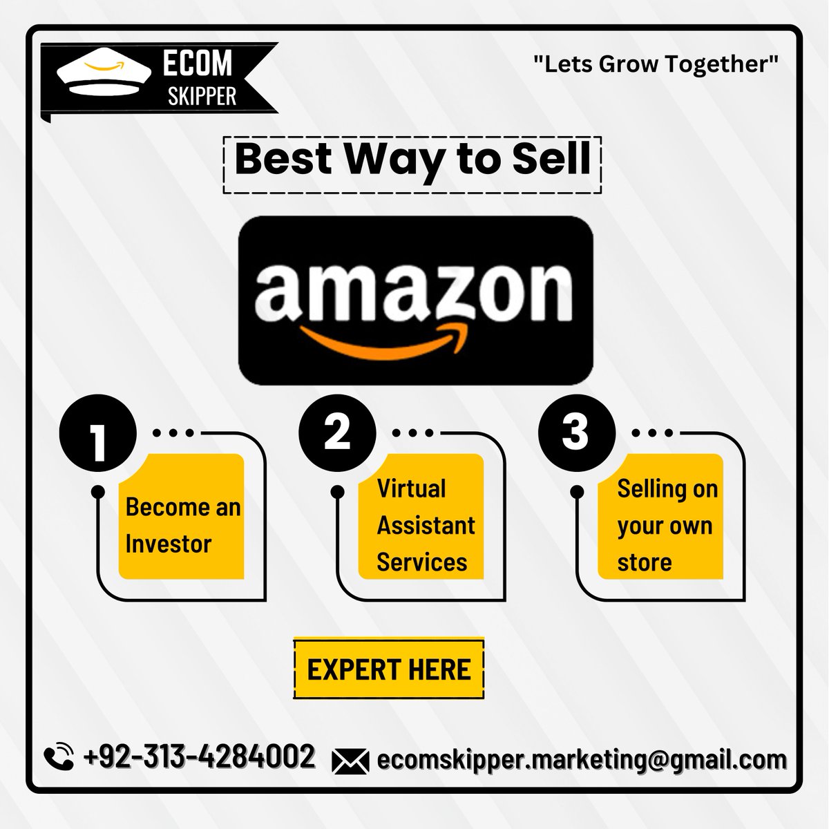EcomSkipper's tweet photo. Different ways to sell on Amazon
1. Become a Investor
2. Working as a VA for investors
3. Selling on your own store
Hire Us: @ecom_skipper
#amazon #amazonfba #ecommerce #ecomskipper #amazonwholesale #amazonVA #amazonexpert https://t.co/Lmt2X83BiZ