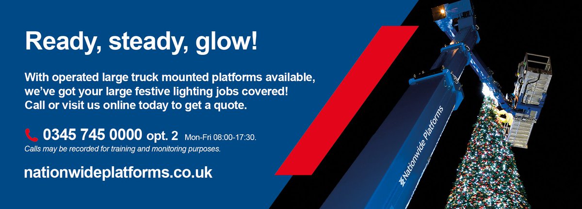 Large scale festive lighting job? 🎄 Nationwide Platforms is here to help! We offer large truck mounted lifts that provide significant horizontal and vertical reach and are operated by our experienced operators. Call 0345 745 0000 or get your quote online: bit.ly/3Gx8yXu