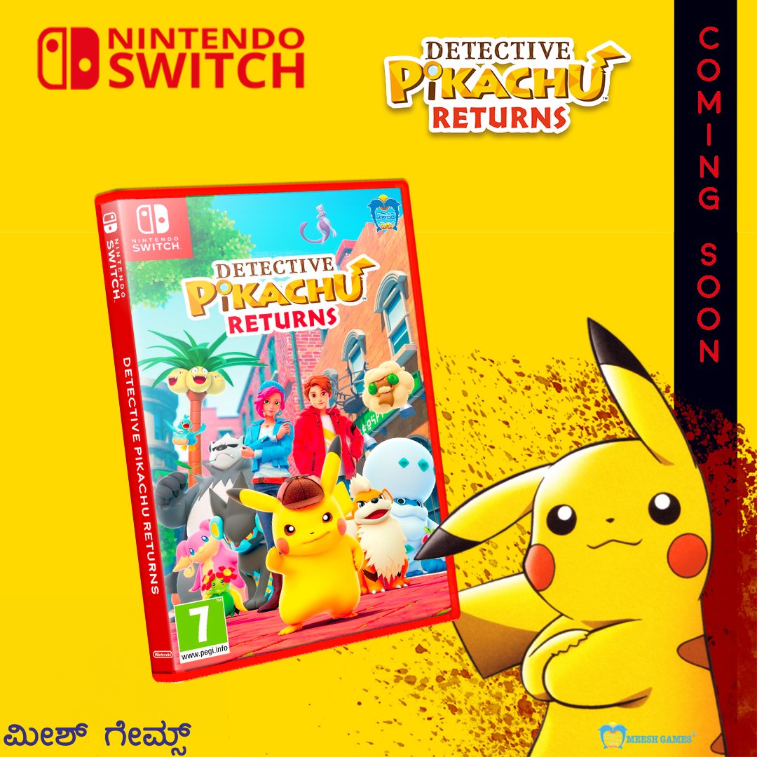 MeeshGames's tweet photo. Detective Pikachu Returns is an upcoming Switch game that we learned more about during a recent Nintendo Direct, with the sequel to one of the best 3DS games confirmed to be joining the ranks of new games for 2023. 
#pikachu #detectivepikachureturns #pikachus #meeshgames https://t.co/OFid2ppiAC