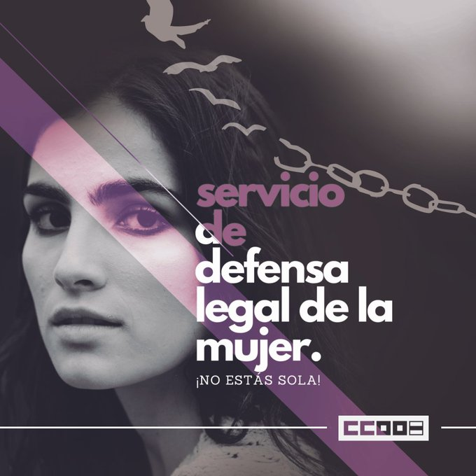 🟣MUJER |❗️RECUERDA
♀️Si eres mujer y necesitas asesoramiento en:

⚖️Derechos laborales
⏰Permisos
💜Igualdad o violencia de género
🛑O sufres discriminación o acoso en trabajo
‼️Acude a <a href="/CCOO/">Comisiones Obreras</a>

👐Nuestro Servicio de Defensa Legal a la Mujer está a tu disposición
‼️No estás sola