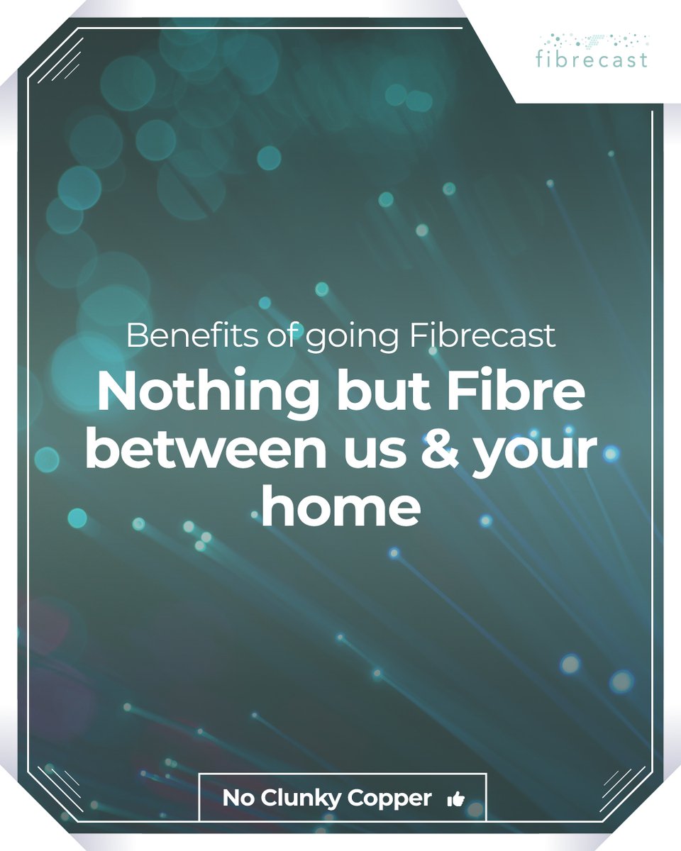 FibrecastDundee's tweet image. Benefits of going Fibrecast - 

There is nothing but pure fibre goodness between your home and ours. That means no clunky copper cables. No bottlenecks because of how far away you are from the cabinet.

Future proof your home today and get full fibre from Fibrecast!